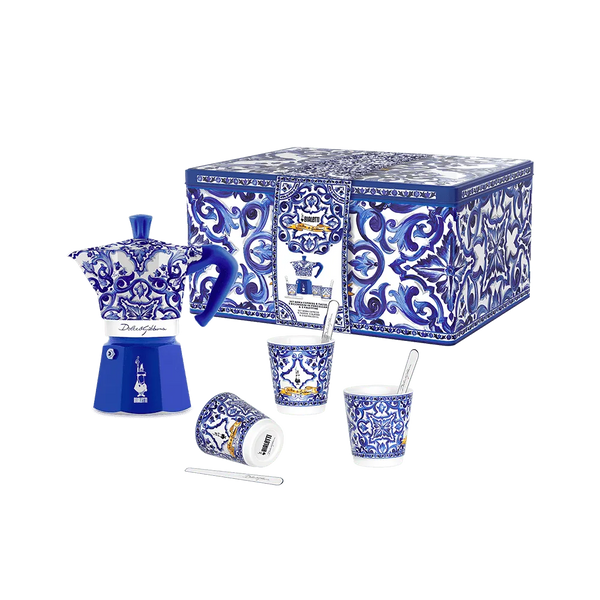 Kit Cafeteira Italiana Bialetti Moka Express Dolce & Gabbana Blu Med