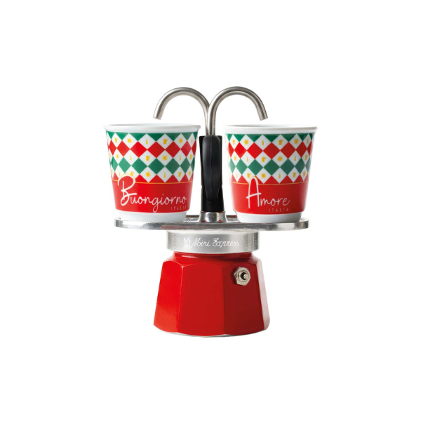 Kit Cafeteira Italiana Bialetti Mini Express Tricolore 2 Xícaras