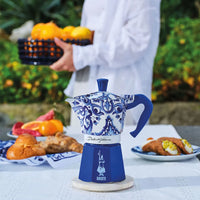 Cafeteira Italiana Bialetti Moka Express D&G Blu Mediterraneo