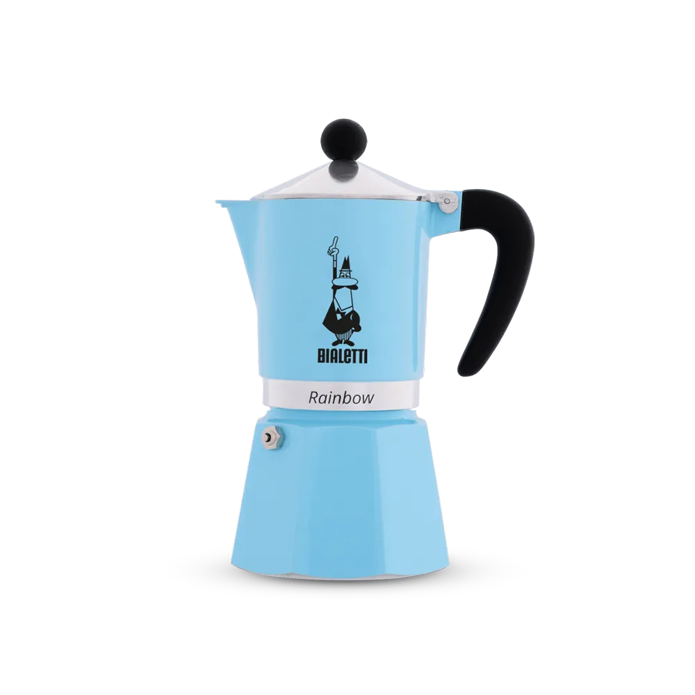 Cafeteira Italiana Bialetti Rainbow Azul Clara 3 Xícaras